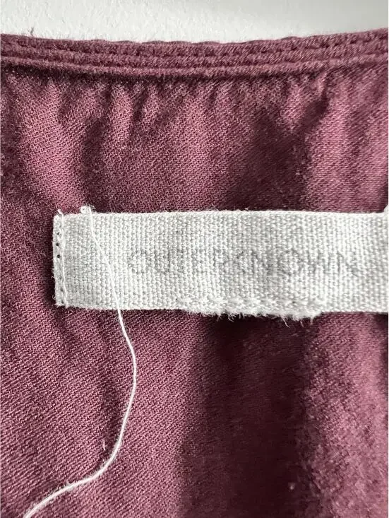 Outerknown Luna Wrap Dress In Plum Women Sz M Organic Cotton Midi Boho - Picture 5 of 9